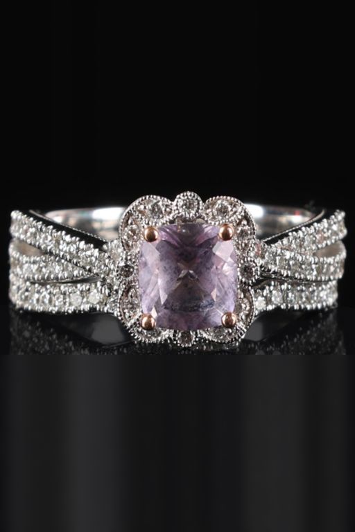 Two 14k Gold Amethyst and Diamond Rings