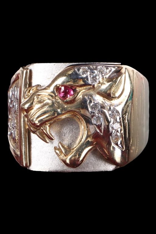 10k Gold Ruby and Cubic Zirconia Ring