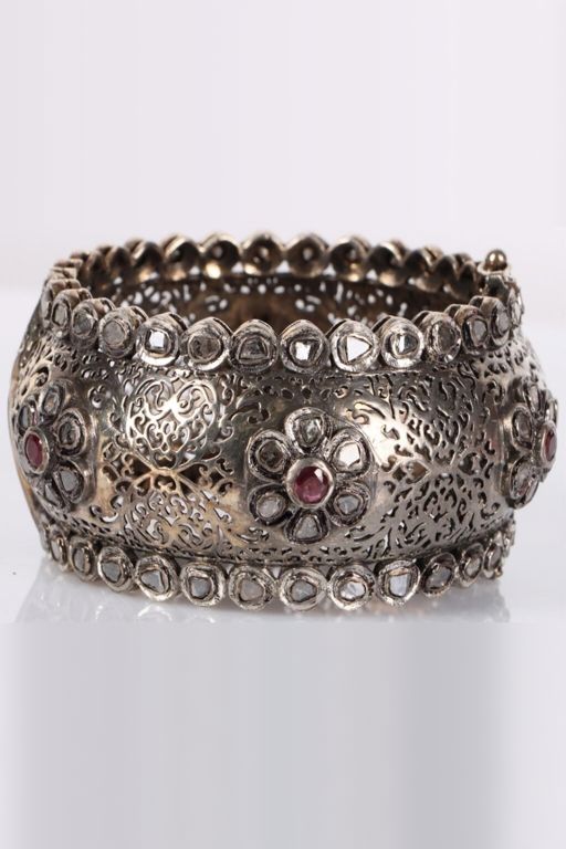 Silver Ruby and Diamond Bracelet
