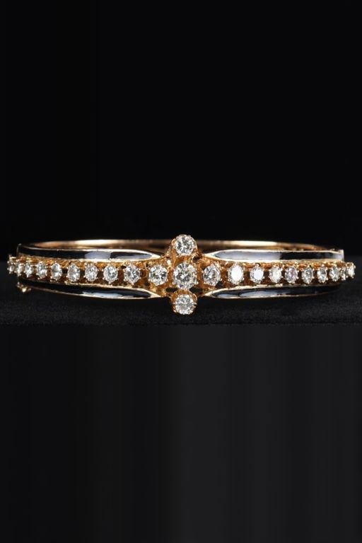 14k Gold Moissanite Bangle Bracelet