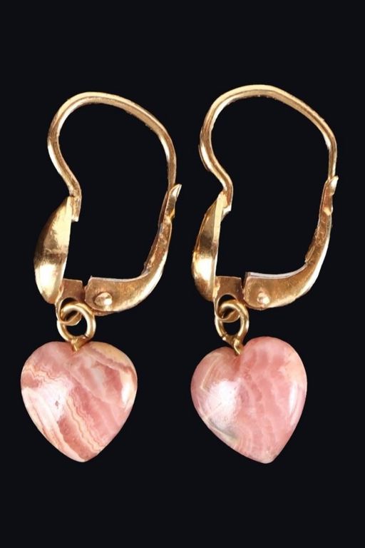 Pair of 18k Gold Agate Earrings