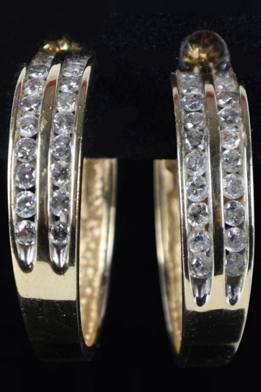 Pair of 14k Gold Diamond Earrings