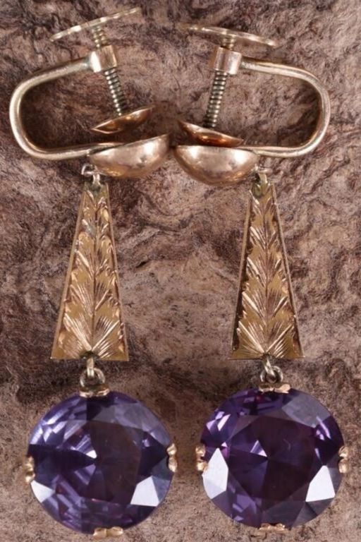 Pair of 14k Gold Sapphire Earrings