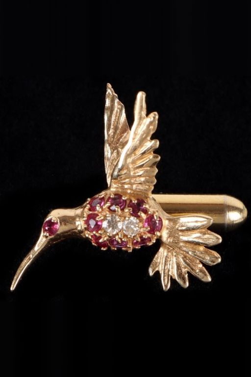 14k Gold Ruby and Diamond Brooch