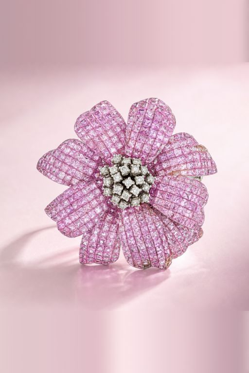18k Gold Sapphire and Diamond Brooch