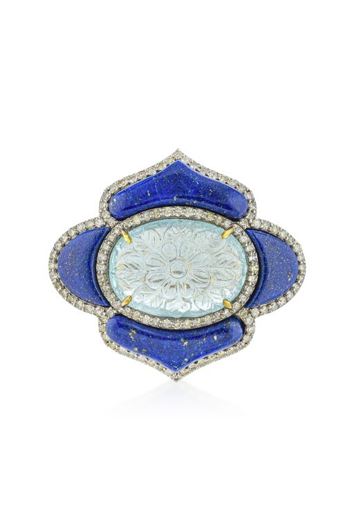 14k Gold and Silver Multi-Gem Ring