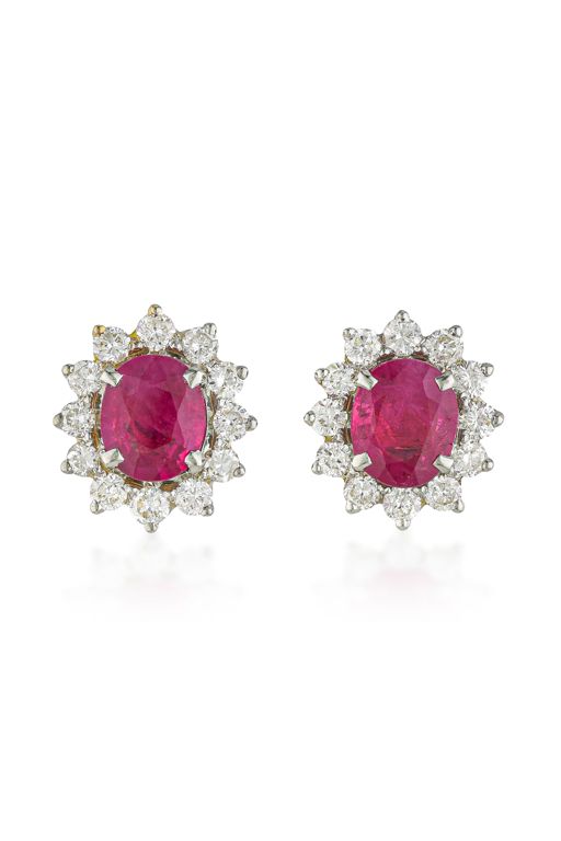 18k Gold Ruby and Diamond Earrings