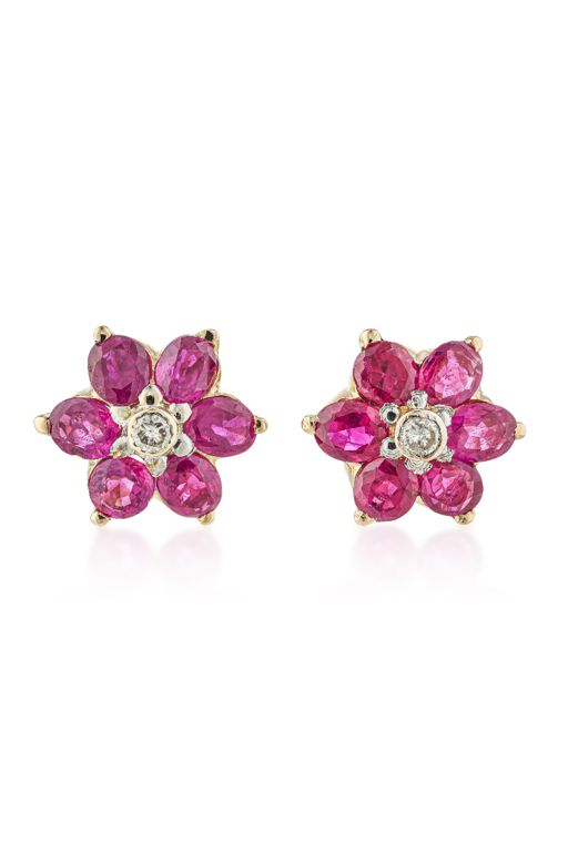 22k Gold Ruby and Diamond Earrings