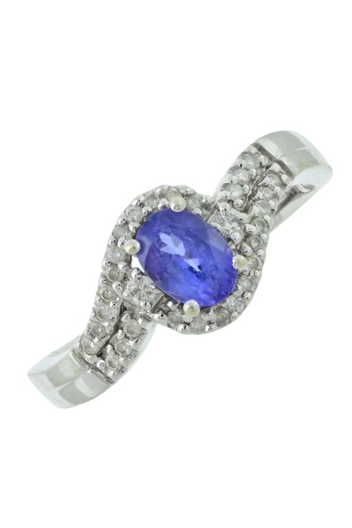 14k White Gold Tanzanite and Diamond Dress Ring