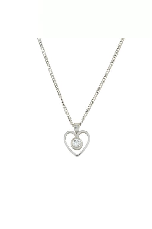 18k White Gold Diamond Heart Pendant Necklace