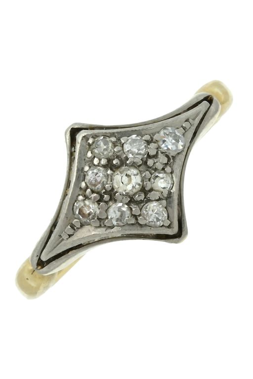 18k Yellow and White Gold Diamond Dress Ring