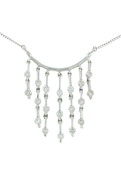 18k White Gold Diamond Fringe Necklace
