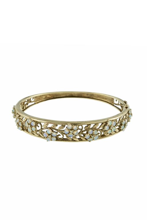 9k Gold Opal Hinged Bracelet