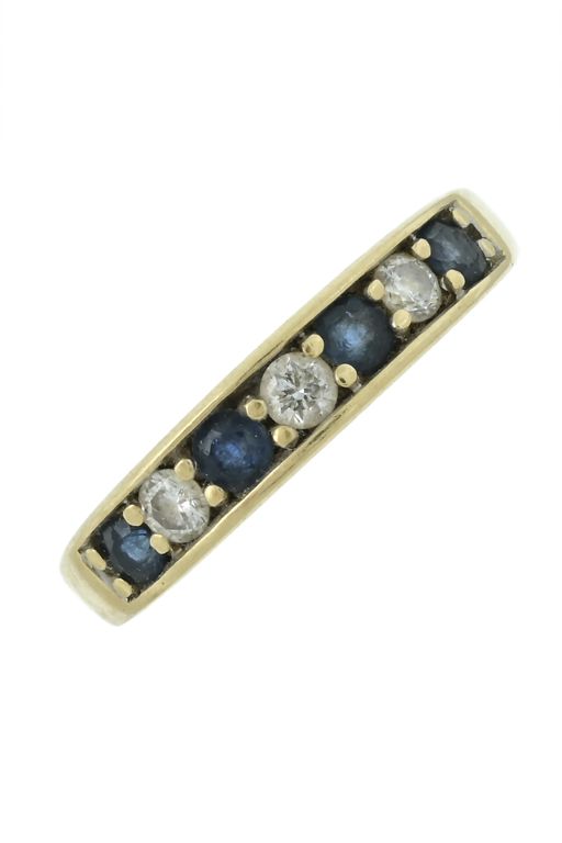 18k Gold Sapphire and Diamond Half Eternity Ring