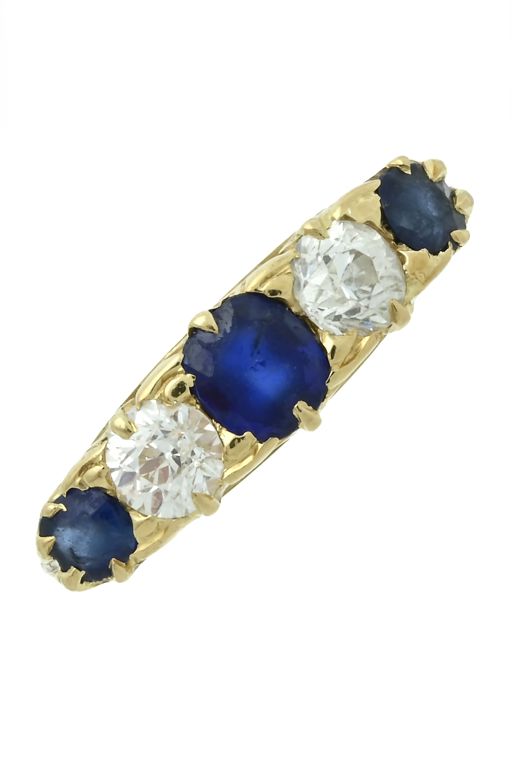 18k Yellow Gold Sapphire and Diamond Dress Ring