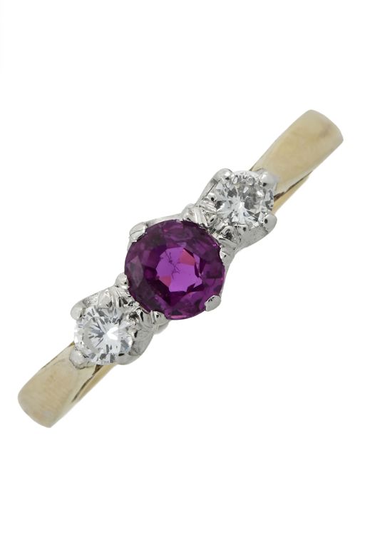18k Two-Tone Gold Sapphire and Diamond Ring