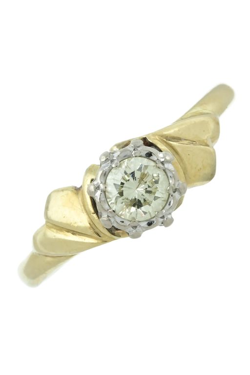 18k Yellow and White Gold Diamond Solitaire Ring