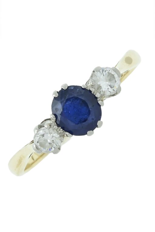 18k Gold and Platinum Sapphire and Diamond Ring