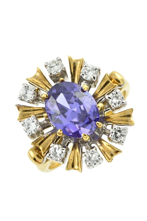 18k Gold Cubic Zirconia and Diamond Dress Ring