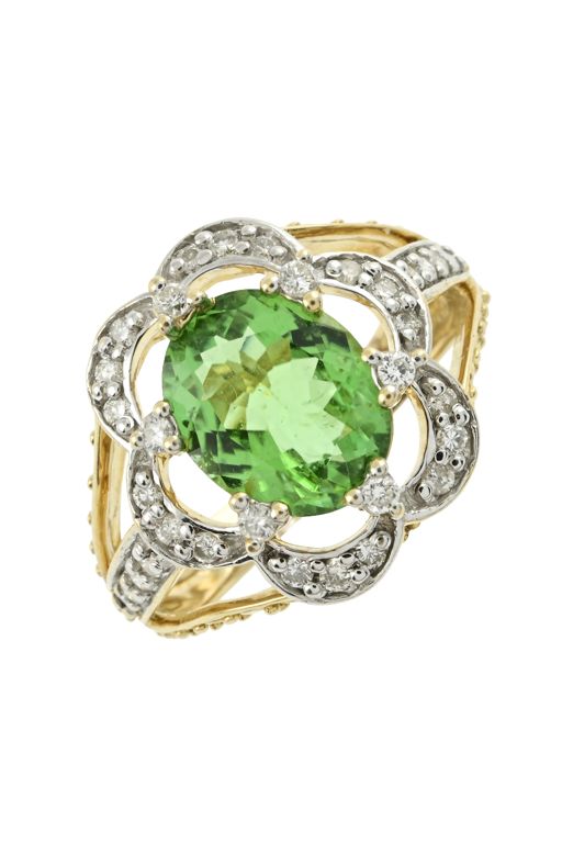 18k Gold Tourmaline and Diamond Dress Ring