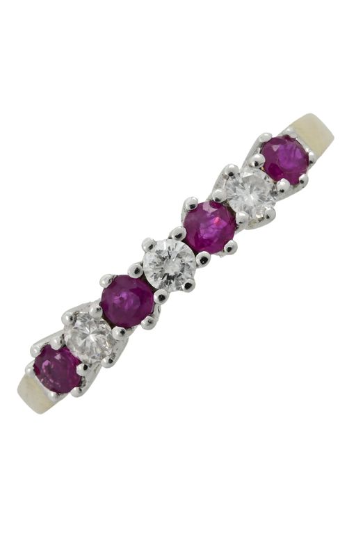 18k Yellow and White Gold Ruby and Diamond Ring