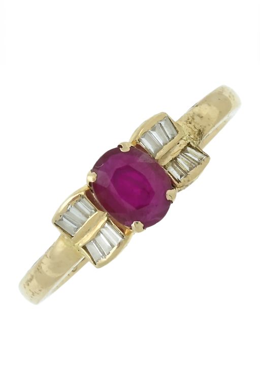 18k Yellow Gold Ruby and Diamond Dress Ring