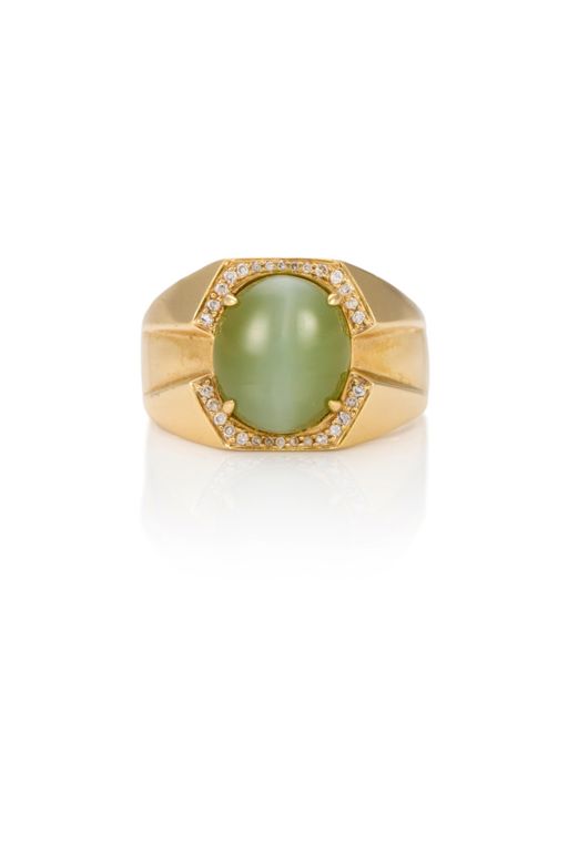 14k Gold Chrysoberyl and Diamond Ring