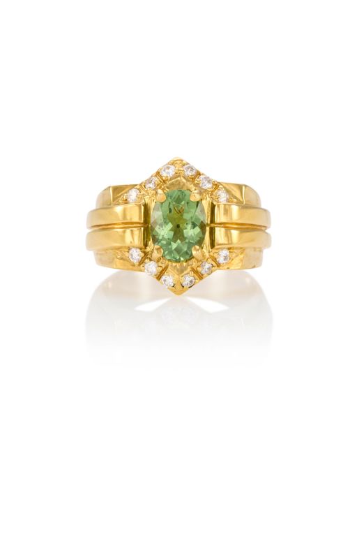 18k Gold Tourmaline and Diamond Ring