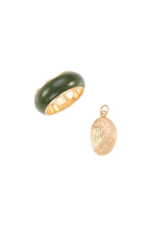 14k Gold Jade Ring and Pendant
