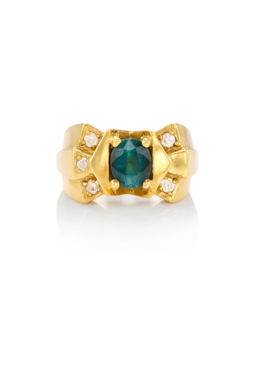 18k Gold Tourmaline and Diamond Ring