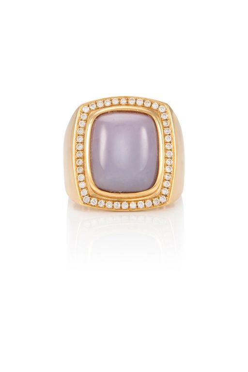 14k Gold Jade and Diamond Ring