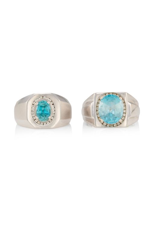 Two 14k Gold Topaz and Diamond Rings