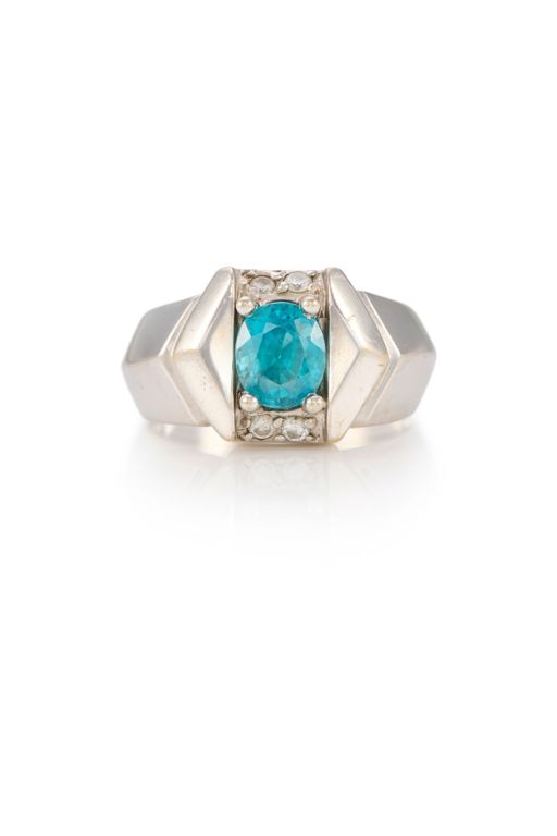 18k Gold Topaz and Diamond Ring