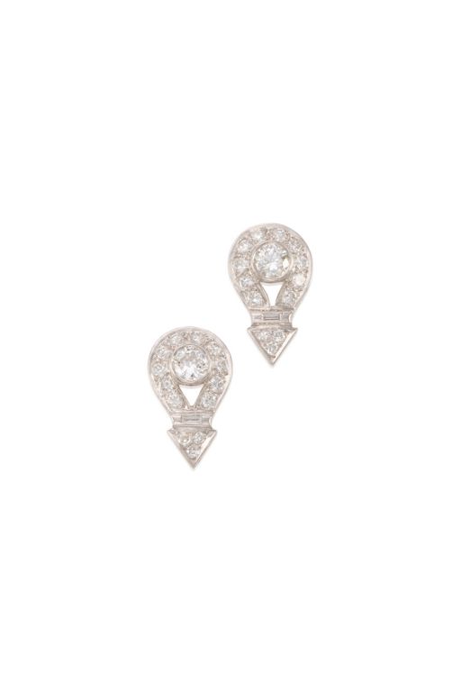 Platinum and 14k Gold Diamond Earrings