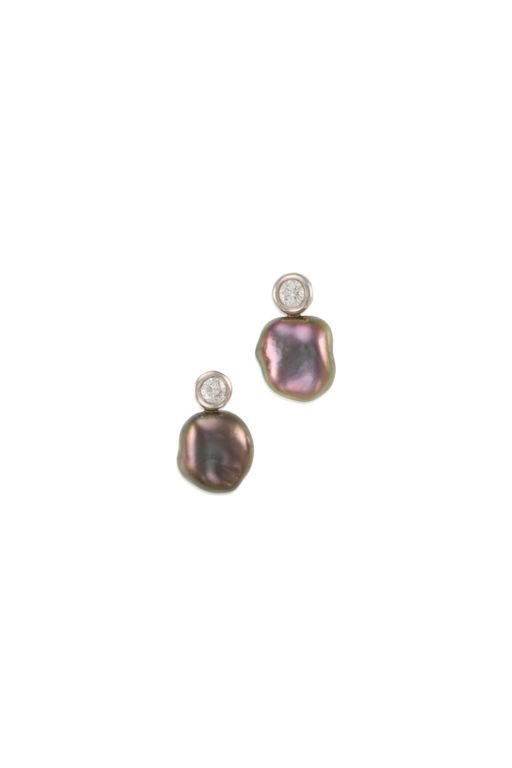 Platinum Pearl and Diamond Earrings
