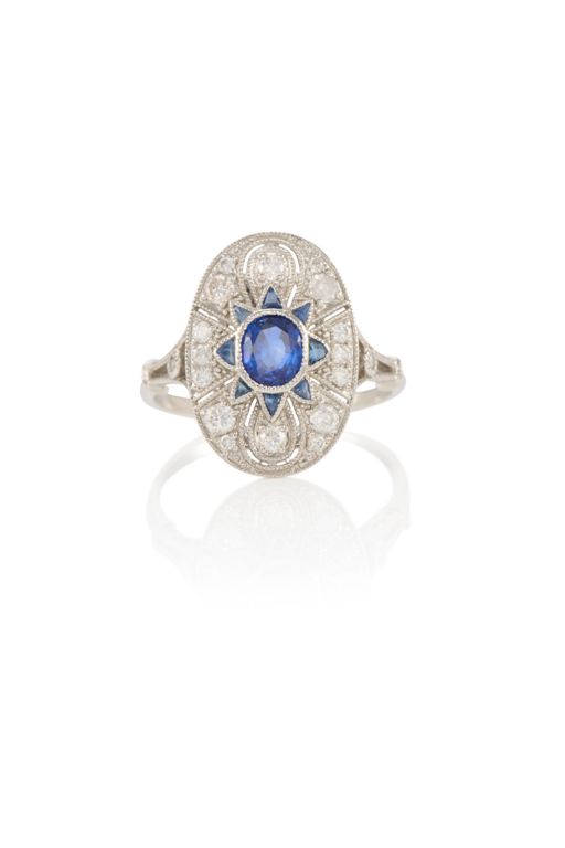 Platinum Sapphire and Diamond Ring