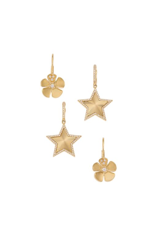 Two Pairs of Gold Diamond Earrings