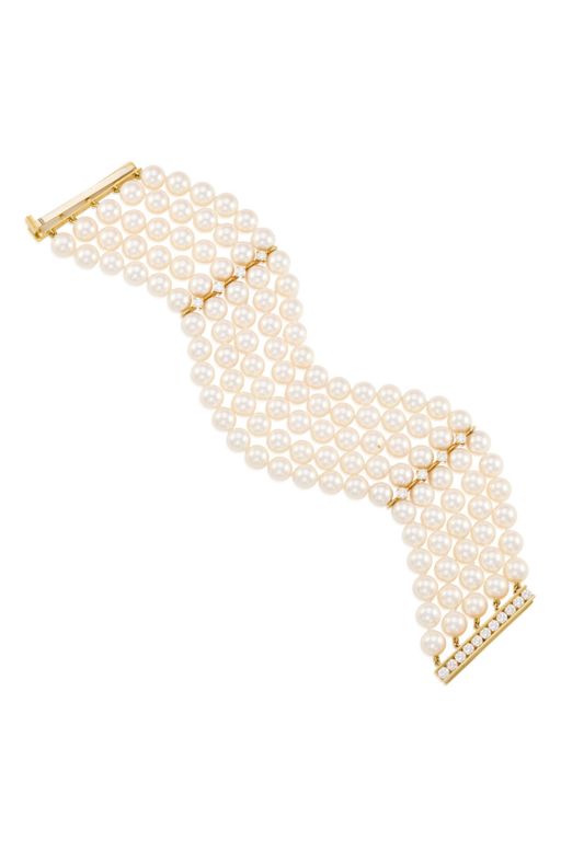 18k Gold Pearl and Diamond Bracelet