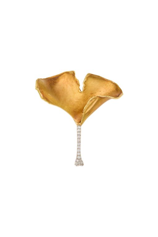 18k Gold and Platinum Diamond Brooch