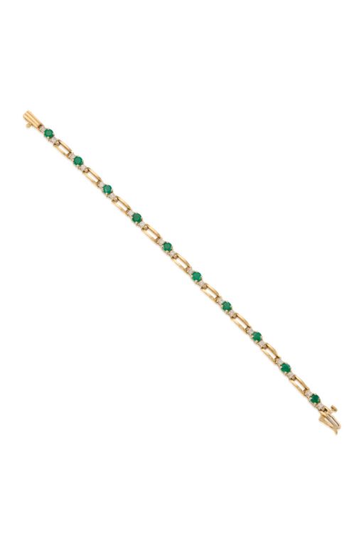 14k Gold Emerald and Diamond Bracelet