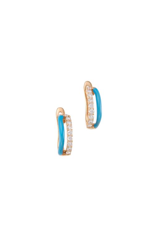 18k Gold Diamond and Enamel Earrings