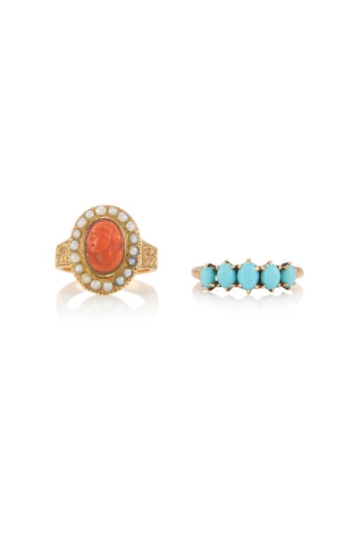 Two Gold Multi-Gem Rings