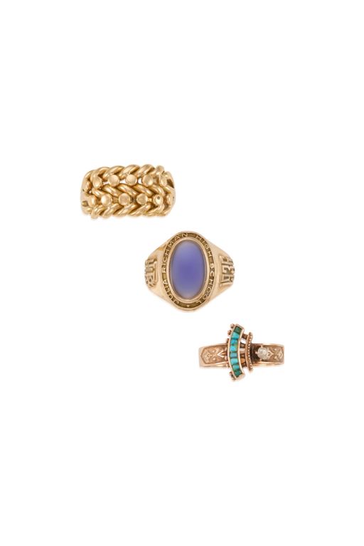 Three Gold Multi-Gem Rings
