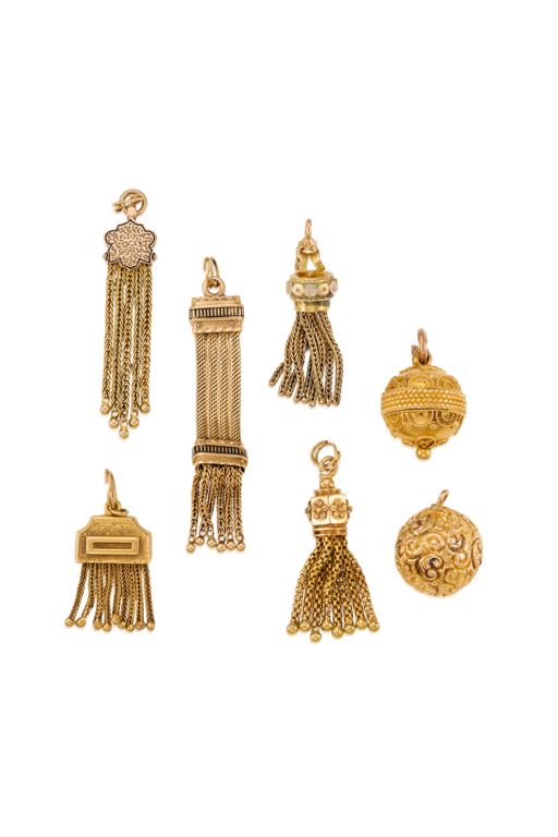 Seven Gold and Enamel Pendants