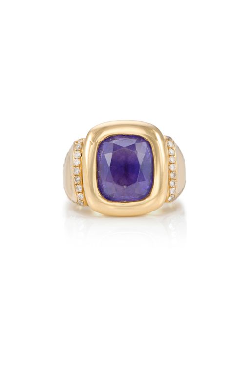 14k Gold Amethyst and Diamond Ring
