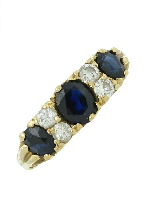 18k Yellow Gold Sapphire and Diamond Ring
