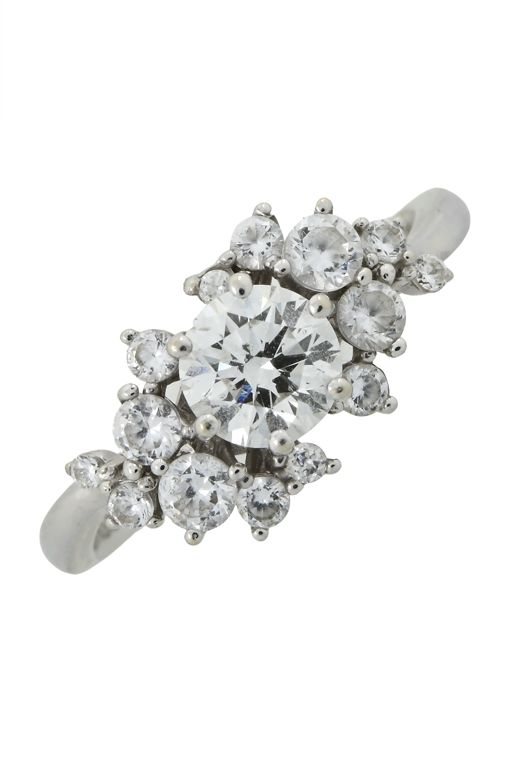 14k White Gold Diamond and Cubic Zirconia Ring