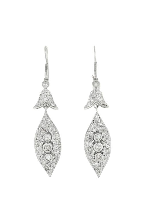 Silver Diamond Drop Earrings