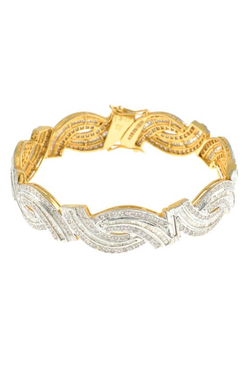 14k White and Yellow Gold Diamond Hinged Bracelet