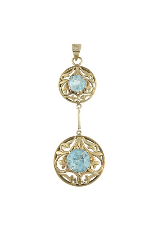 14k Yellow Gold Zircon Openwork Pendant